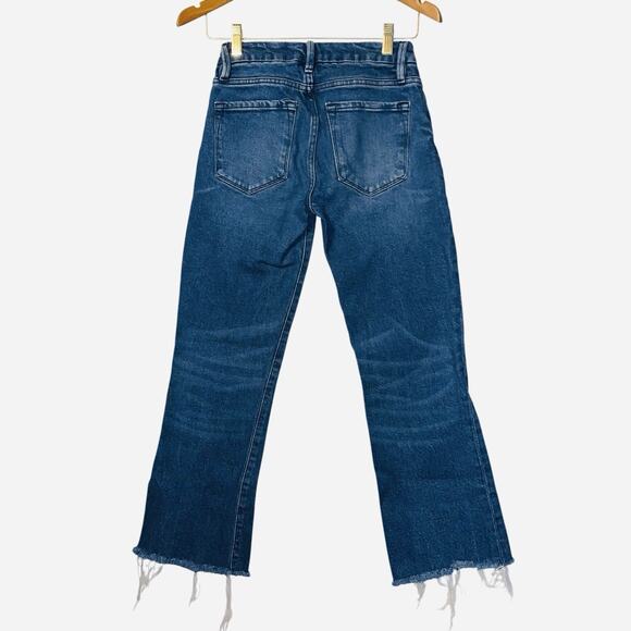 Frame Jeans Womens 23 Blue Le Crop Mini Boot Denim Stretch Mid Rise Raw Hem - Picture 2 of 8